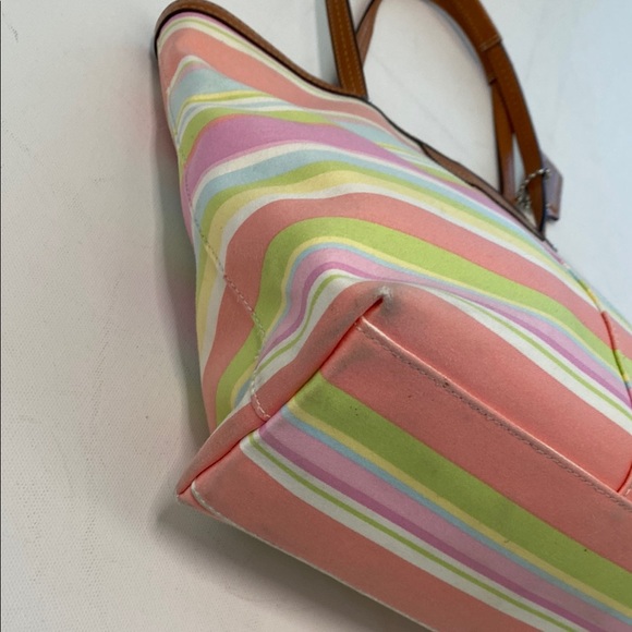 Coach Multi-colored Striped Tote. Pastels. A0969-F13552. - Picture 9 of 13